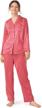 women's satin pajamas set, long sleeve silk sleepwear with button-down loungewear soft pjs in sizes s to xl logo