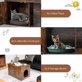 img 2 attached to PETSITE Wooden Cat Litter Box Enclosure: Rustic Furniture For Large Indoor Cats