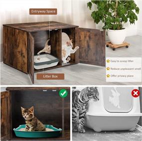 img 3 attached to PETSITE Wooden Cat Litter Box Enclosure: Rustic Furniture For Large Indoor Cats