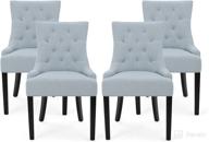 🪑 set of 4 christopher knight home irene contemporary tufted fabric dining chairs in light sky with espresso finish logo