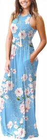 img 1 attached to GRECERELLE Women'S Sleeveless Racerback Loose Plain Maxi Dress Floral Print Casual Long Dresses With Pockets