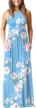 grecerelle women's sleeveless racerback loose plain maxi dress floral print casual long dresses with pockets logo