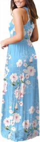 img 2 attached to GRECERELLE Women'S Sleeveless Racerback Loose Plain Maxi Dress Floral Print Casual Long Dresses With Pockets
