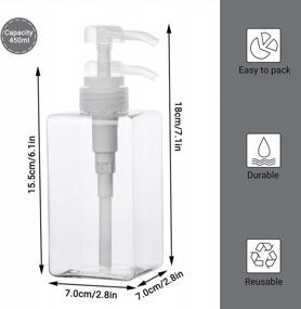 img 2 attached to Suream 450Ml/15Oz Shampoo And Conditioner Dispenser 3Pack - Clear Empty Pump Bottles Reusable Refillable For Shower Gel, Hair Conditioner, Lotion, Hand Sanitizer, Massage Oil.