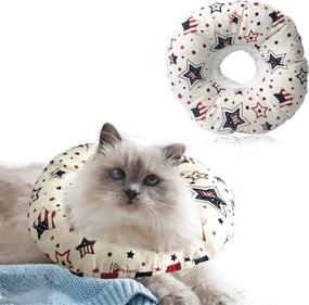 img 4 attached to 🐱 JCOLUSHI Adjustable Cat Cone Collar: Comfy & Cute Recovery Donut Collar for Cats & Kittens post-surgery