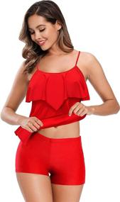 img 3 attached to SHEKINI Swimsuit Flounce Tankini Boyshorts Women's Clothing - Swimsuits & Cover Ups