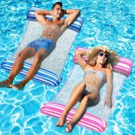 inflatable pool floats, xl 2 pack fabric pool hammock for adult water floating rafts lounges multi-purpose swimming pool accessories 4-in-1 saddle lounge chair drifter for pool lake beach river travel логотип