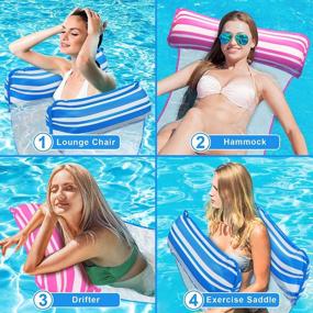 img 2 attached to Inflatable Pool Floats, XL 2 Pack Fabric Pool Hammock For Adult Water Floating Rafts Lounges Multi-Purpose Swimming Pool Accessories 4-In-1 Saddle Lounge Chair Drifter For Pool Lake Beach River Travel
