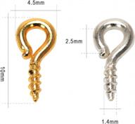 small screw eye pins - coolrunner 300cs eyelet hooks with threaded silver clasps for diy art making, 10mm x 4.5mm (gold+silver) логотип