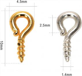 img 4 attached to Small Screw Eye Pins - Coolrunner 300Cs Eyelet Hooks With Threaded Silver Clasps For DIY Art Making, 10Mm X 4.5Mm (Gold+Silver)