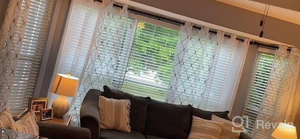 img 1 attached to Yellow Sheer Grommet Window Curtains 84 Inches Length Diamond Embroidered 2 Panels Living Room Bedroom Top Finel review by Tiffany Steele