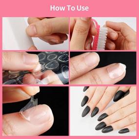 img 2 attached to Matte Black Oval Medium Length False Nails - 24 Piece Set With Full Cover Nail Kits By LIARTY