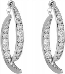 img 4 attached to Zircon Crescent Moon Cross Curved Earrings For Women And Teens - Front And Back Linear Drop Earrings With Eye-Catching Ear Cuff; Fashionable Stick Design Perfect For Any Occasion.