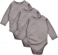 organic cotton baby kimono onesies in gray - 3pcs set for 9m by dordor & gorgor logo