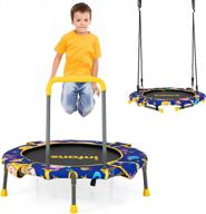 versatile 2-in-1 trampoline and swing combo for kids - infans 36 inch foldable mini trampoline with adjustable straps and detachable handrail for indoor and outdoor fun logo