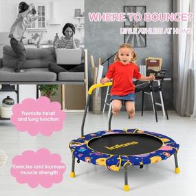 img 1 attached to Versatile 2-In-1 Trampoline And Swing Combo For Kids - INFANS 36 Inch Foldable Mini Trampoline With Adjustable Straps And Detachable Handrail For Indoor And Outdoor Fun