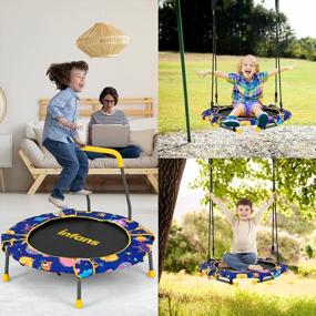 img 3 attached to Versatile 2-In-1 Trampoline And Swing Combo For Kids - INFANS 36 Inch Foldable Mini Trampoline With Adjustable Straps And Detachable Handrail For Indoor And Outdoor Fun