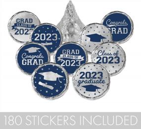 img 2 attached to Class Of 2023 Graduation Stickers For Kisses Candy And Chocolate Drops - 180 Count In Blue And Silver School Colors - Perfect Decorations For Graduation Party