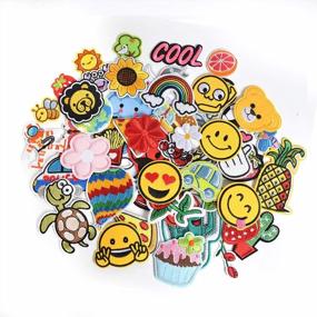 img 2 attached to AXEN 60PCS Embroidered Iron On Patches DIY Accessories - Random Assorted Decorative Sewing Appliques For Jackets, Hats, Backpacks, Jeans (60 Pieces Package)