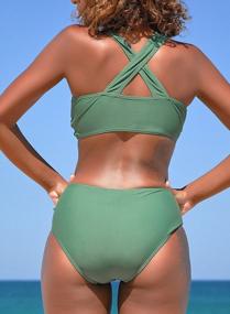 img 2 attached to Stylish And Chic: SouqFone High Waisted Bikini Set For Women With Racerback And Crisscross Back Design