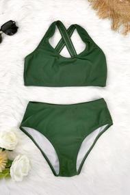 img 3 attached to Stylish And Chic: SouqFone High Waisted Bikini Set For Women With Racerback And Crisscross Back Design