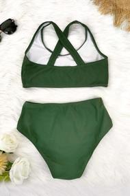 img 1 attached to Stylish And Chic: SouqFone High Waisted Bikini Set For Women With Racerback And Crisscross Back Design