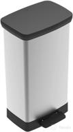 🗑️ curver deco step-on trash can and recycle bin with lid - kitchen waste bin, 13 gallon, silver, 13 gallons logo