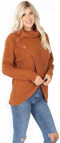 img 3 attached to Women'S Long Sleeve Cowl Neck Knit Wrap Pullover Top With Asymmetric Hem