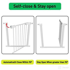 img 3 attached to 🚧 ALLAIBB Auto Close Tension Baby Gate - White Metal Child and Pet Safety Gate for Stairs, Doorways, and Kitchen - Pressure Mount (White, 22.83"-25.59")