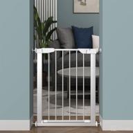 🚧 allaibb auto close tension baby gate - white metal child and pet safety gate for stairs, doorways, and kitchen - pressure mount (white, 22.83"-25.59") логотип