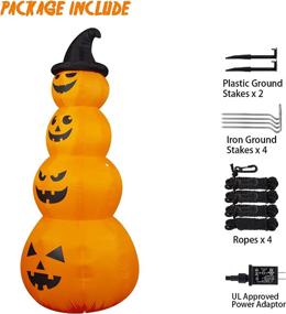 img 1 attached to HOOJO 8 FT LED Inflatable Stacked Pumpkins With Witches Hat Halloween Outdoor Decorations For Yard, Garden And Lawn