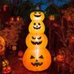 hoojo 8 ft led inflatable stacked pumpkins with witches hat halloween outdoor decorations for yard, garden and lawn logo