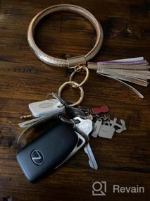 img 5 attached to Stylish Leather Tassel Keychain Bracelet - Portable Key Ring Wristlet Bangle For Women, Perfect Gift For Any Occasion