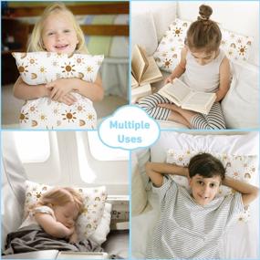 img 2 attached to 2-Pack Toddler Pillow Set: Cotton Kids Pillows With Machine Washable Cases, Perfect For Travel & Cot - Sunny Rainbow