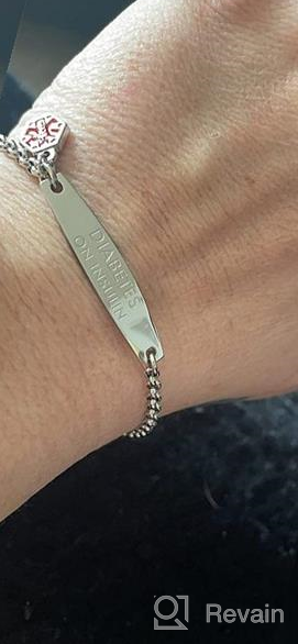 img 1 attached to 💉 Pre-Engraved Simple Medical Bracelet for Girls and Boys with Diabetes - Linnalove Jewelry review by Eder Boesel