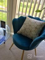 img 1 attached to Comfy Chic Lotus Accent Chair: Faux Fur Upholstery With Gold Plating Legs In Baby Blue - Perfect For Living Room, Bedroom, Or Apartment review by Brenda Perry