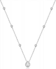 img 4 attached to Graceful Sterling Silver Pendant Necklace With Waterdrop Pear Shape Droplet