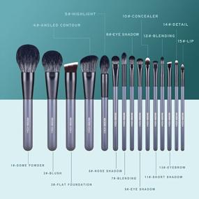 img 3 attached to EIGSHOW 15 Piece Professional Makeup Brush Set In Grey For Liquid, Cream, And Powder Cosmetics - Ideal For Foundation, Powder, Concealers, Eye Shadows, And More