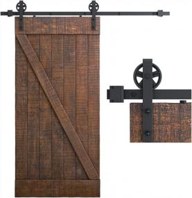 img 4 attached to Industrial Bigwheel Hangers Sliding Barn Door Kit - 6.6Ft Heavy Duty, 4-18FT Black Hardware, Smooth & Quiet Operation, Easy To Install (Fits 36"-40")
