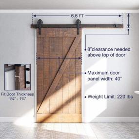 img 2 attached to Industrial Bigwheel Hangers Sliding Barn Door Kit - 6.6Ft Heavy Duty, 4-18FT Black Hardware, Smooth & Quiet Operation, Easy To Install (Fits 36"-40")