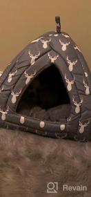 img 3 attached to Hollypet Self-Warming Cat Tent For Kittens And Small Dogs - 2 In 1 Triangle Feline House Hut With Washable Cushion - Indoor/Outdoor Pet Bed - Gray Antler - 16 X 16 X 17 Inches