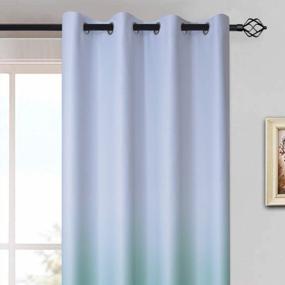 img 3 attached to Yakamok Thermal Insulated Grommet Window Drapes Gradient Color Ombre Curtains Room Darkening Panels For Bedroom (Teal, 52X84 Inch, Set Of 2)