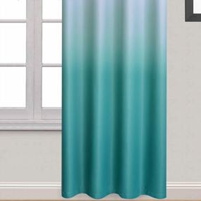 img 2 attached to Yakamok Thermal Insulated Grommet Window Drapes Gradient Color Ombre Curtains Room Darkening Panels For Bedroom (Teal, 52X84 Inch, Set Of 2)