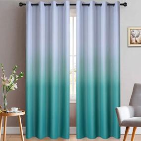img 4 attached to Yakamok Thermal Insulated Grommet Window Drapes Gradient Color Ombre Curtains Room Darkening Panels For Bedroom (Teal, 52X84 Inch, Set Of 2)