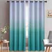 yakamok thermal insulated grommet window drapes gradient color ombre curtains room darkening panels for bedroom (teal, 52x84 inch, set of 2) logo