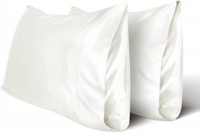 img 4 attached to Silky Satin Pillowcase For Hair And Skin With Envelope Closure Cool And Easy To Wash, Standard Size 20X26 Inches Pack Of 2 - Ivory