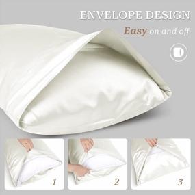 img 1 attached to Silky Satin Pillowcase For Hair And Skin With Envelope Closure Cool And Easy To Wash, Standard Size 20X26 Inches Pack Of 2 - Ivory