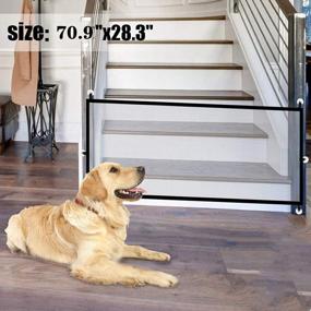 img 4 attached to Portable Folding Magic Gate For Dogs Pet Safety - 70.9"X28.3", Mesh Baby Isolated Gauze Indoor/Outdoor Install Anywhere Dog Gate.