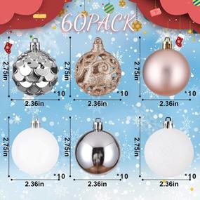 img 3 attached to 60PCS Christmas Ornaments For Xmas Tree,2.36Inch Shatterproof Christmas Ball Ornaments, Xmas Seasonal Mixed Hanging Balls For Christmas Tree Party Holiday Decor(Silver&White&Rose)