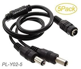 img 4 attached to CablesOnline 5-Pack 2-полосных кабелей-разветвителей постоянного тока: 1-гнездовой и 2-штекерный, 5,1 мм X 2,1 мм для камер видеонаблюдения (номер модели: PL-Y02-5)